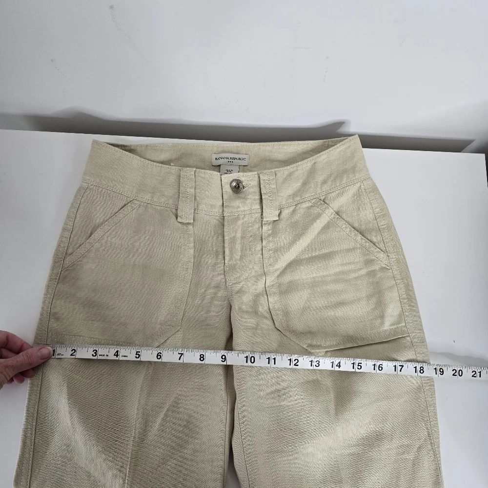 Banana Republic Tan 100% Linen Pleated Front Straight Leg Pants Size 0 Beach